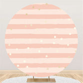 Lofaris Pink Stripes And Spot Round Happy Birthday Party Backdorp